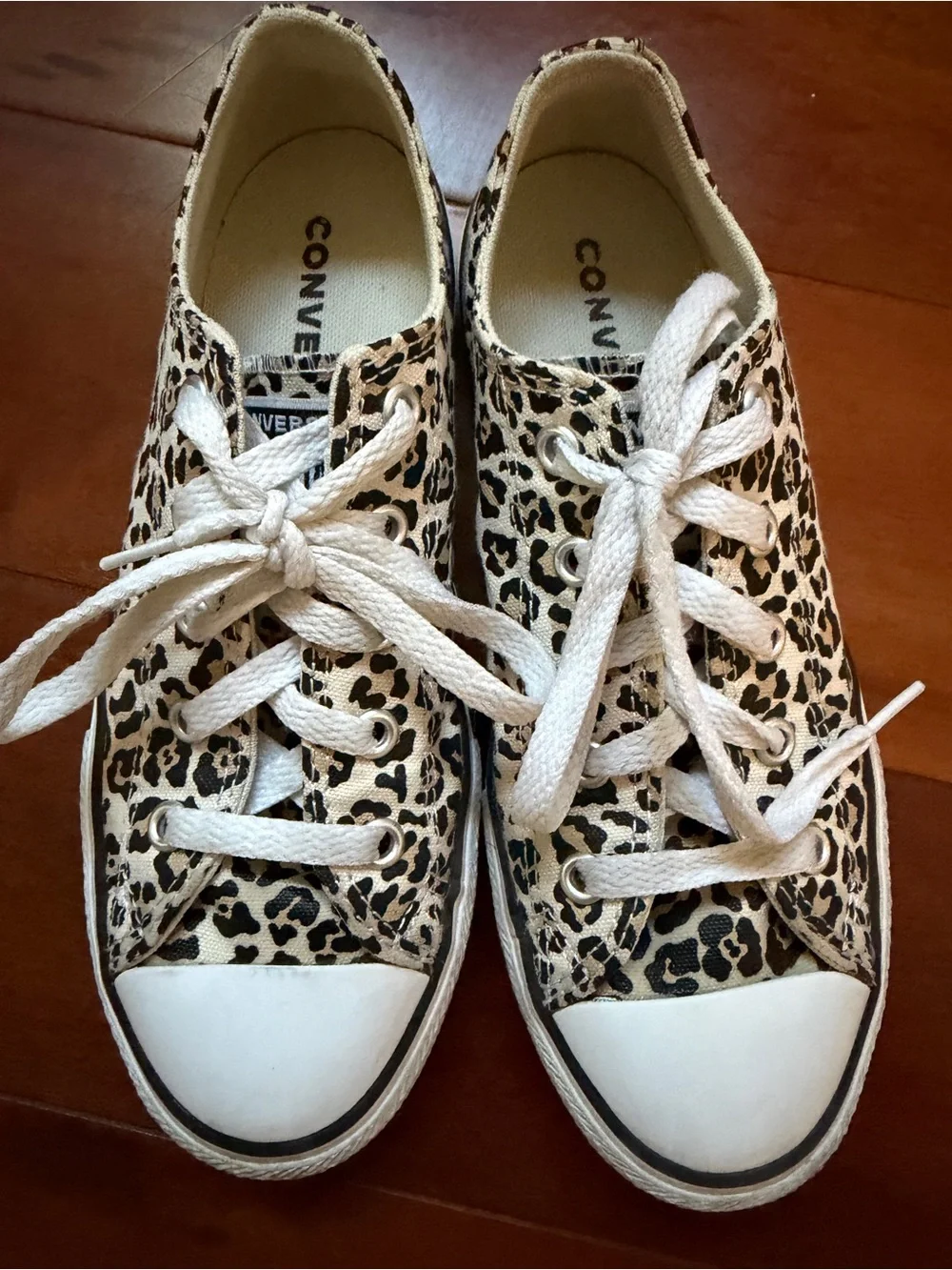 Converse All Star Girls Leopard Print Canvas Sneakers - size 2